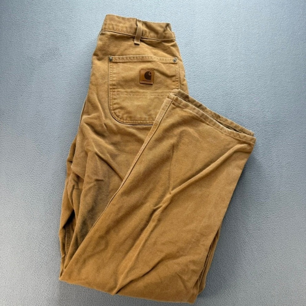Vintage Carhartt Double Front Logger Pants Mens 34x32 Brown B136-BRN Duck Canvas